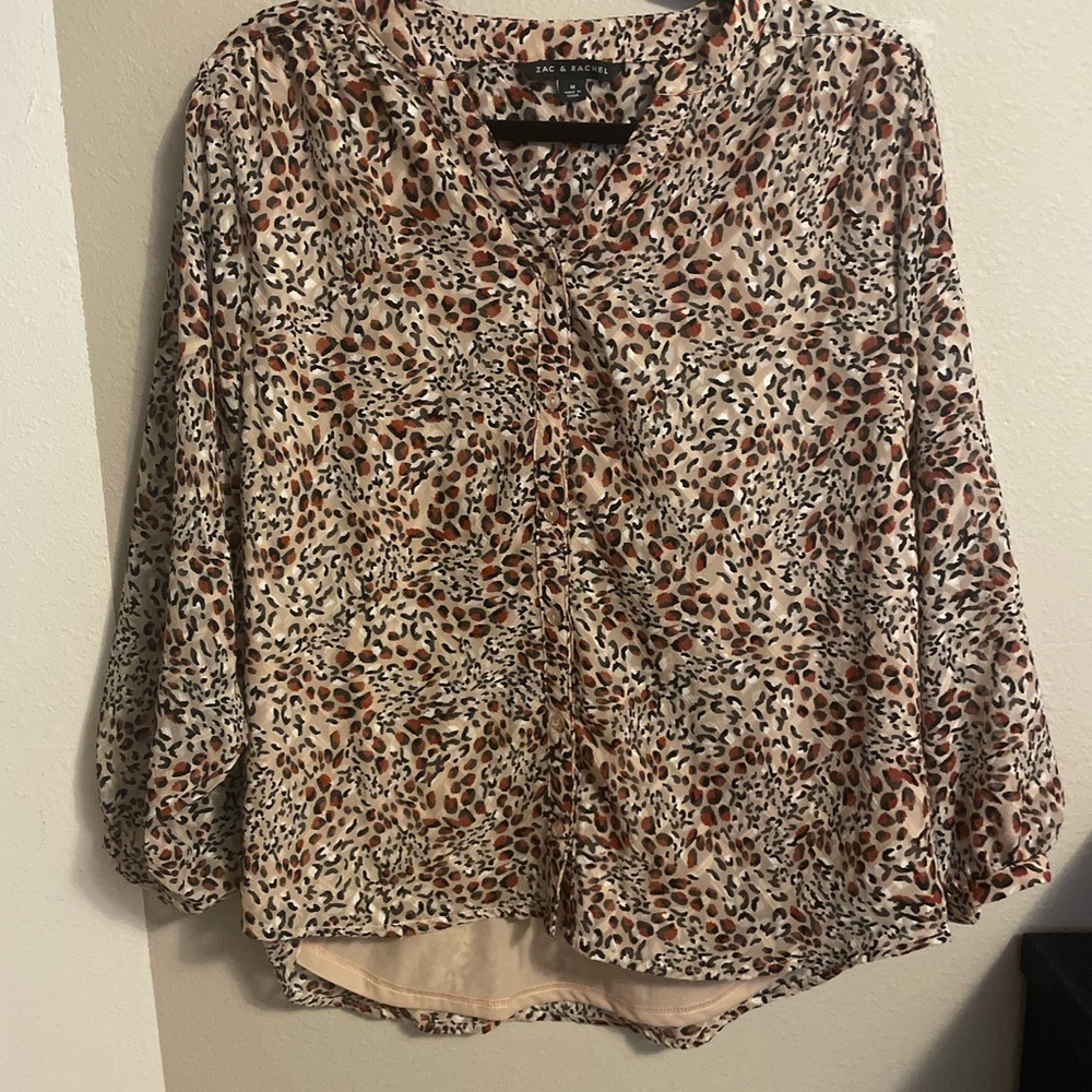 Zac & Rachel Animal Print Blouse - Brown and Black